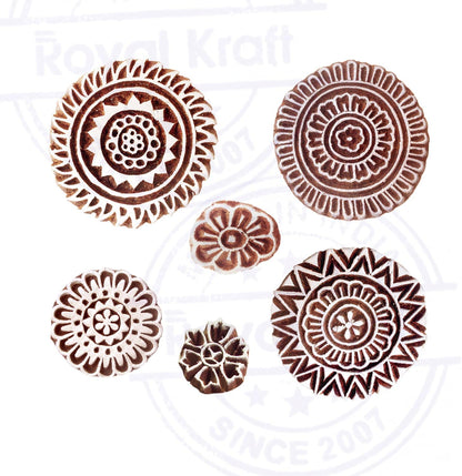 Pottery Printing Blocks Retro Fish Pattern Wooden Stamps (Set of 6) Htag1958