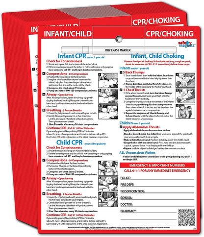 Safety Magnets by ZOCO – Infant and Child CPR & Choking Magnet – Laminated 8.5"x11" Emergency Numbers Fridge Card – First Aid Heimlich Maneuver for Parents, Caregivers, Daycare, Babysitters