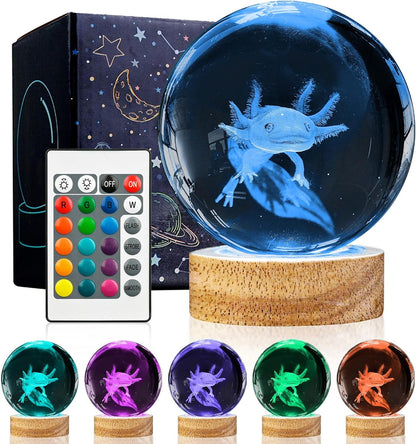 3D Solar System Crystal Ball Night Light with 16 Color LED Wooden Base, Upgraded 3.15 Inch Galaxy Planets Glass Ball Lamps with Remote for Birthday Christmas, Astronomy Space Gifts for Boys Girls