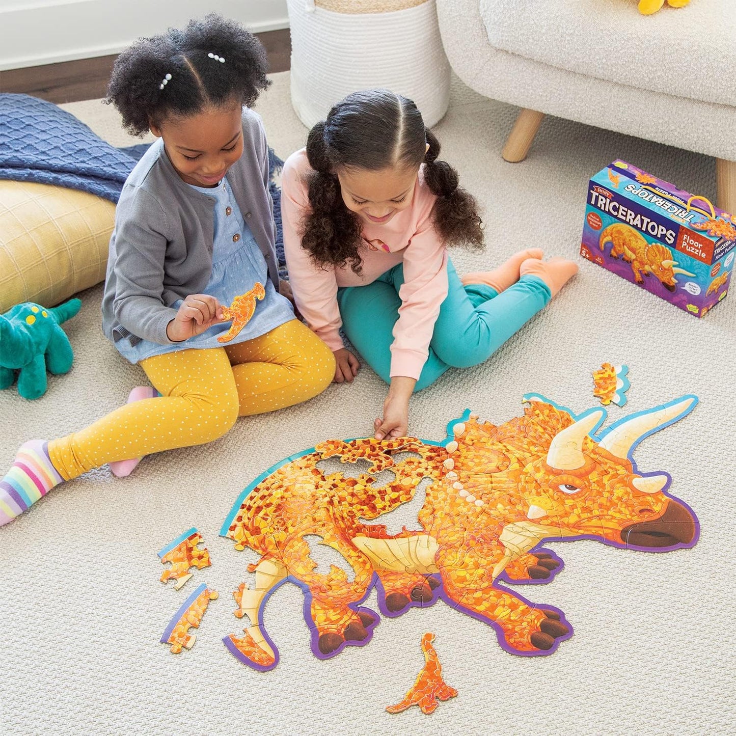 Peaceable Kingdom Giant Floor Puzzles with Uniquely Fun Shaped Pieces for Kids Ages 3+ Gifts for Boys and Girls - Racecar
