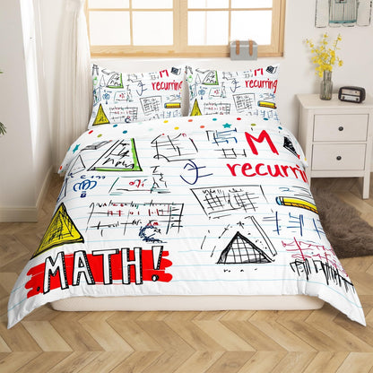 Erosebridal Science Theme Bedding Set Queen Size for Boys Girls Chemistry Periodic Table Print Duvet Cover Chemical Subject Theme Comforter Cover Teens Kids Math Science Atyle Bedspread Cover 3 Pcs