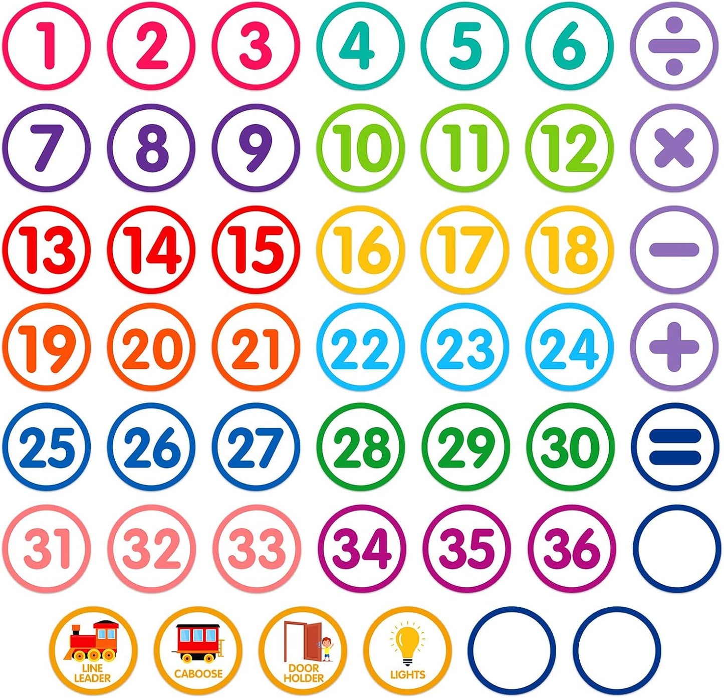 FaCraft Boho Line Up Spots for Classroom Floor - 48Pcs Floor Numbers for Classroom Lining Up Waterproof Number Stickers Markers for Preschool Kindergarten Elementary Back to School Teacher Must Haves