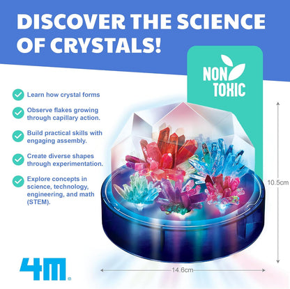 4M Glow Crystal Growing Kit - Grow a DIY Crystal Experiment Specimen, A Great Educational STEM Toys Crystal Making Gift for Kids & Teens, Boys & Girls