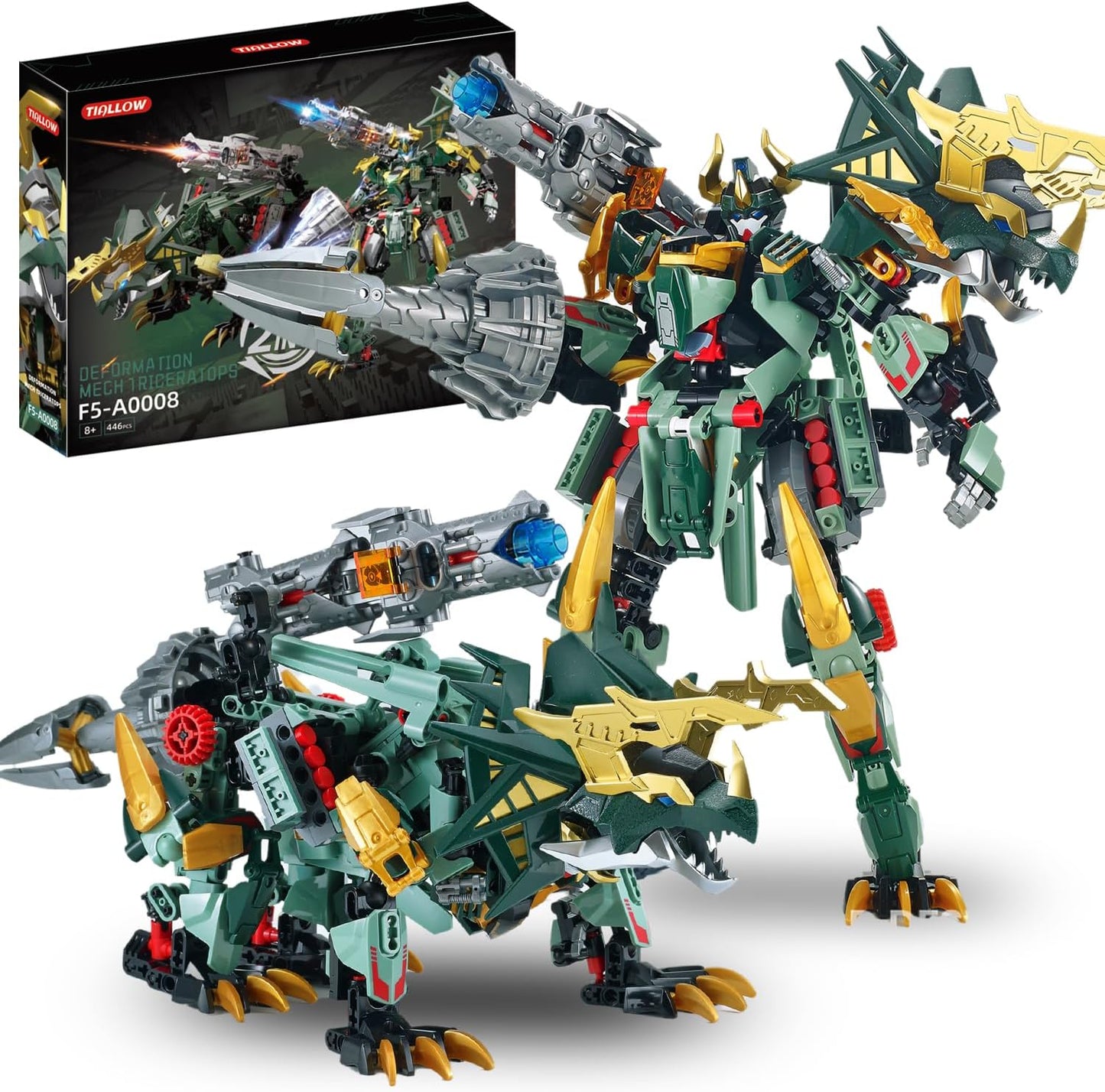 TIALLOW Pterodactyl Robot 2 in 1 Building Toy Sets, Dinosaurs Mech Transforming Building Block Model, Mecha Action Figures Pterosaur Building Kits, for Boys, Adult Age 8-12 (Pterodactyl)