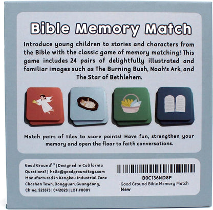 Good Ground Toddler Matching Memory Match Game | Fun & Fast Gifts for Boys & Girls Ages 3 to 7 - Christain Preschool Homeschool Biblical Bible Themed Card Game