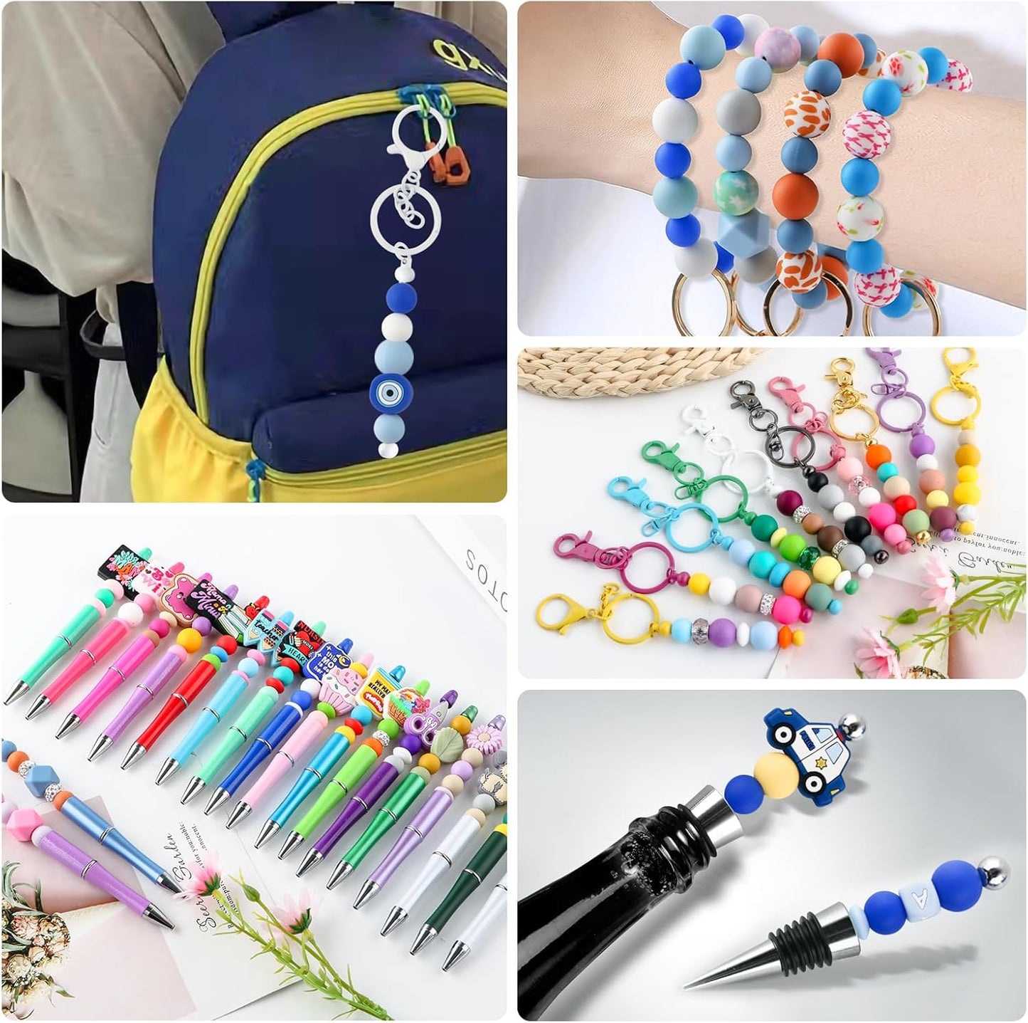 65Pcs 19mm Silicone Beads for Keychain Making Bracelet Necklace, Bulk Round Silicone Beads for Pens（Christmas Green） - Colors A