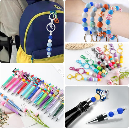 65Pcs 19mm Silicone Beads for Keychain Making Bracelet Necklace, Bulk Round Silicone Beads for Pens（Christmas Green） - Colors A