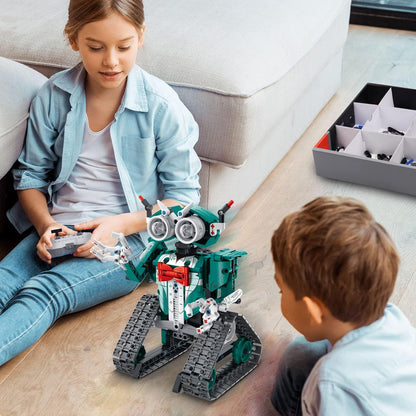 IQKidz STEM Building Blocks Kit for Kids - 2 in 1 Remote Control Race Car and Robot Toy, Great Gift for Boys, Teens Age 6 7 8-12+ Year Old Who Love Engineering and RC Sports Car Toys
