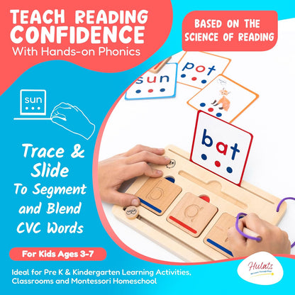 CVC Word Magic: Montessori Reading Game for Kindergarten Phonics Mastery, Learn to Read & Write 50 Sight Words for Toddlers 2-4 Years, Montessori Toy for 2+ Year Old, Letter Tracing Tiles, Flash Cards