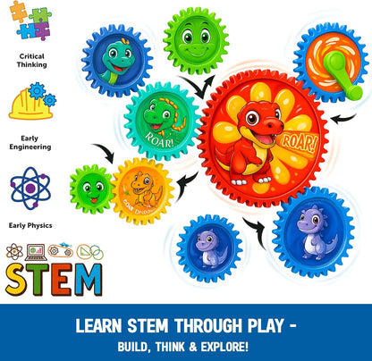 Motorized Spinning Gear Building Toys for Kids, Space Rocket STEM Construction Set, Educational Interlocking Building Blocks Puzzle | Gear Toys for Toddlers Ages 3-8
