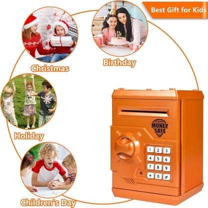 Piggy Bank Electronic Mini ATM for Kids Baby Toy, Safe Coin Banks Money Saving Box Password Code Lock for Children,Boys Girls Best Gift (Silver)