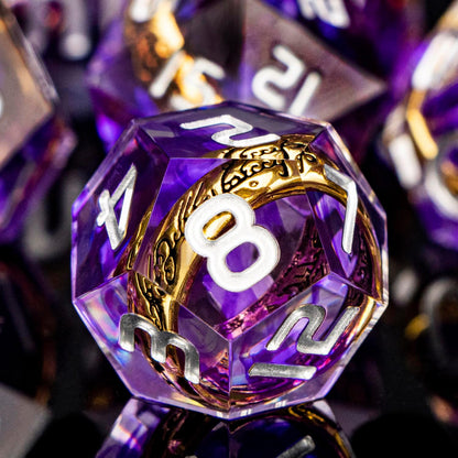 Magic Golden Ring DND Dice Set Sharp Edge Red Resin Dice with Box, for use with Dungeons Dragon RPG D&D Tabletop Games Lord D and D Polyhedral Dice Set
