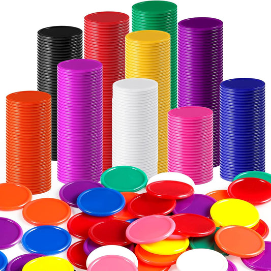 Coopay 500 Pieces Plastic Learning Counters Disks Bingo Chip Counting Discs Markers for Math Practice and Poker Chips Game Tokens Kids Reward, 1 Inch (Yellow)