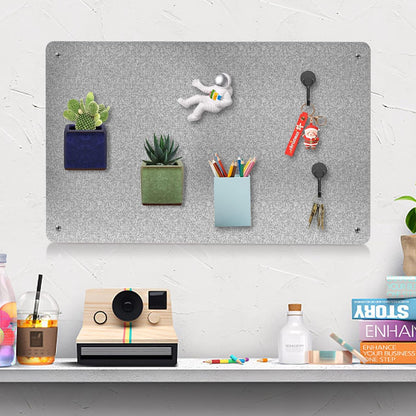 17.7" x 11.8" Black Metal Magnetic Board - Magnet Bulletin Board to Display Magnetic Letters Numbers Animal, Poetry, Spice Jars, Notes, Photos, Suitable for Wall, Refrigerator, Cubicle, Cabinet