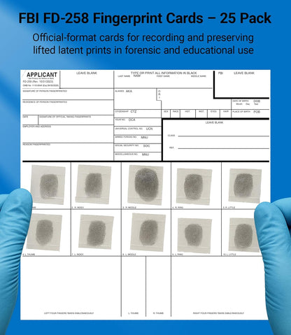 Latent Fingerprint Kit 13-Piece Set, Magnetic Two-Tone Powder, Magnetic Brush, Fingerprint Cards & More for Classroom and Forensic Science Education (13-in-1 Set)