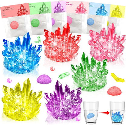 Valentines Gifts for Kids-24 Pack Crystal Growing Kits with Valentine Cards, Fun Classroom Exchange Science Gifts and Party Favors for Boys Girls Teens