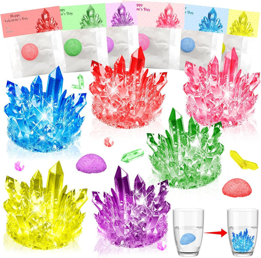 Valentines Gifts for Kids-24 Pack Crystal Growing Kits with Valentine Cards, Fun Classroom Exchange Science Gifts and Party Favors for Boys Girls Teens