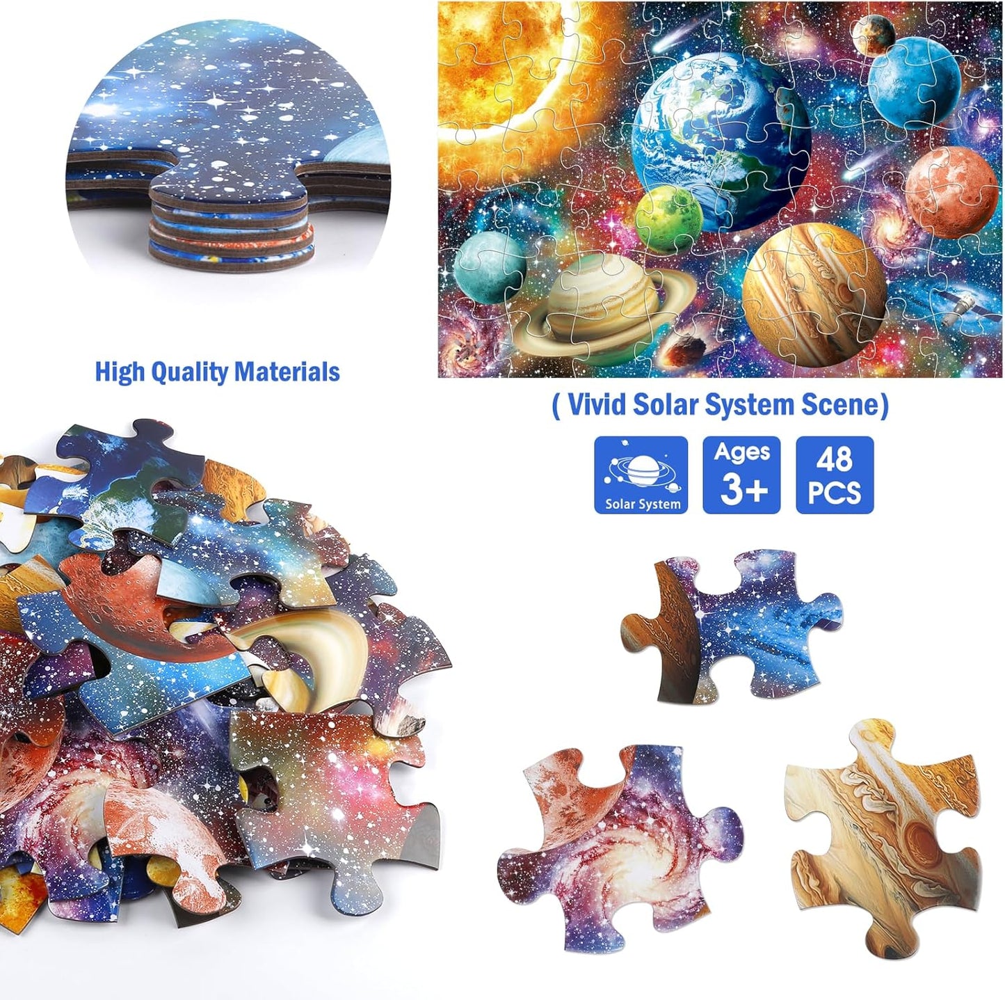 Jumbo Floor Puzzle for Kids,World Map Jigsaw Geography Puzzles,48 Piece Globe Atlas Puzzle with Continents,United States Puzzle for Ages 3-5,Preschool Learning Toys Easter Gift for 4-8 Years Old