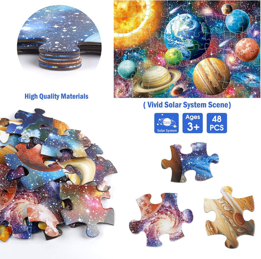 Jumbo Floor Puzzle for Kids,World Map Jigsaw Geography Puzzles,48 Piece Globe Atlas Puzzle with Continents,United States Puzzle for Ages 3-5,Preschool Learning Toys Easter Gift for 4-8 Years Old