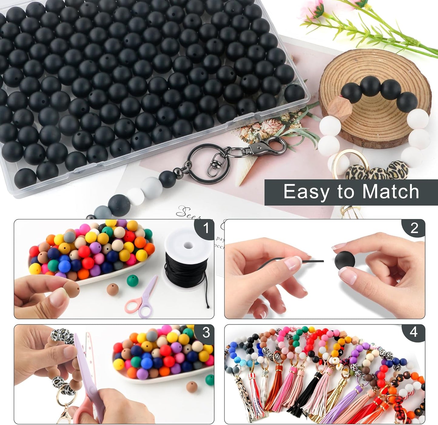 65Pcs 19mm Silicone Beads for Keychain Making Bracelet Necklace, Bulk Round Silicone Beads for Pens（Christmas Green） - Colors A