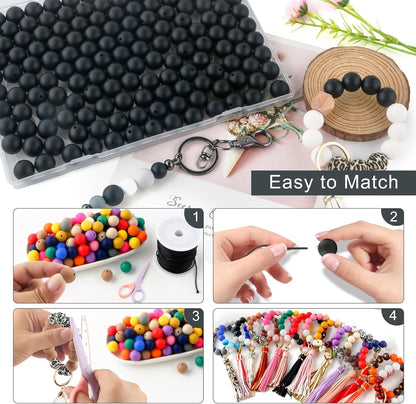 65Pcs 19mm Silicone Beads for Keychain Making Bracelet Necklace, Bulk Round Silicone Beads for Pens（Christmas Green） - Colors A