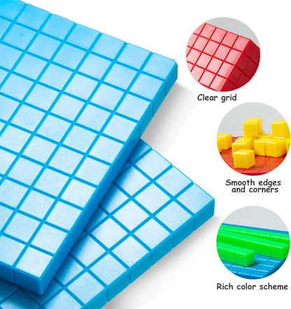 TOMMYHOME Plastic Base Ten Blocks Set,Maths manipulatives for 2nd Grade classrooms.Place Value Blocks,Counting Cubes to Help Kids Learn Maths (1)