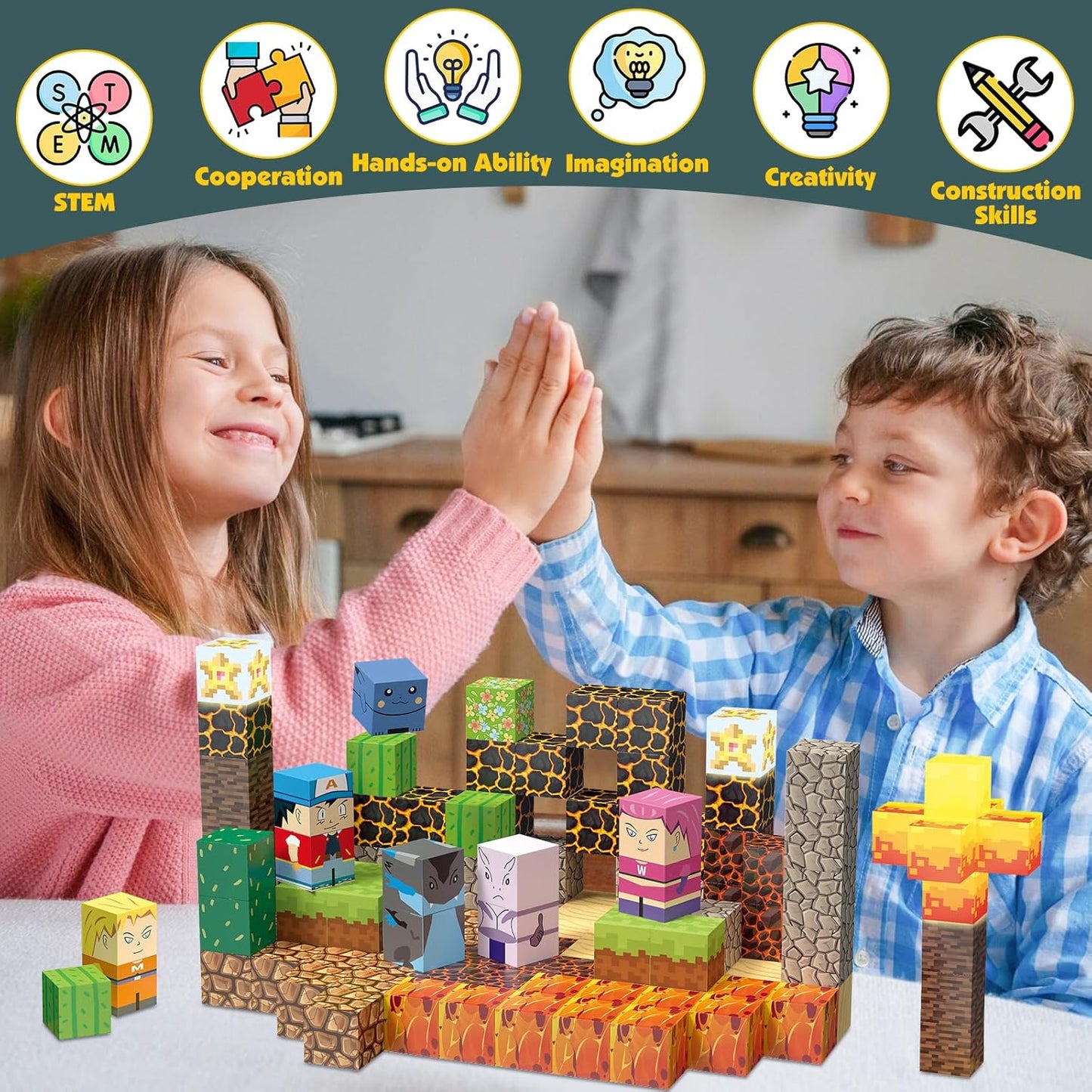 150PCS Magnetic Blocks Building Toys Set, Spider Toys Magnetic Building Blocks for Boys Girls Ages 3+, 1 Inch Magnet Cubes STEM Sensory Construction Toy City Themes