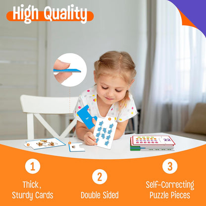 24 Set Addition & Subtraction Puzzles, Self-Correcting Matching Adding and Subtracting Puzzles, Educational Math Games Calculation Activities, Math Learning Toys for Preschool Kids