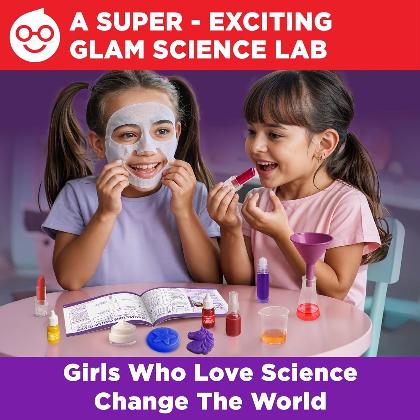 Doctor Jupiter Glam Science, DIY Makeup Craft Kit for Girls Ages 6+ | 50+ Beauty Recipes - Make Your Own Makeup, Perfume, Lip Gloss, Bath Bomb| Birthday Gift Ideas for 6-7-8-9-10-11-12 Year Olds