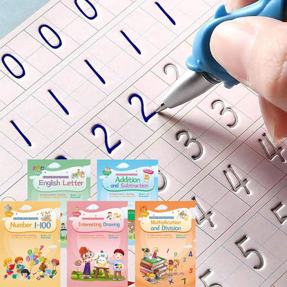 Magical Handwriting Workbooks Handwriting Practice Copybook, Handwriting Aid Magic Pen Reusable Copybook Grooves Template Design for Children Books Suitable for Children's Learning (6)
