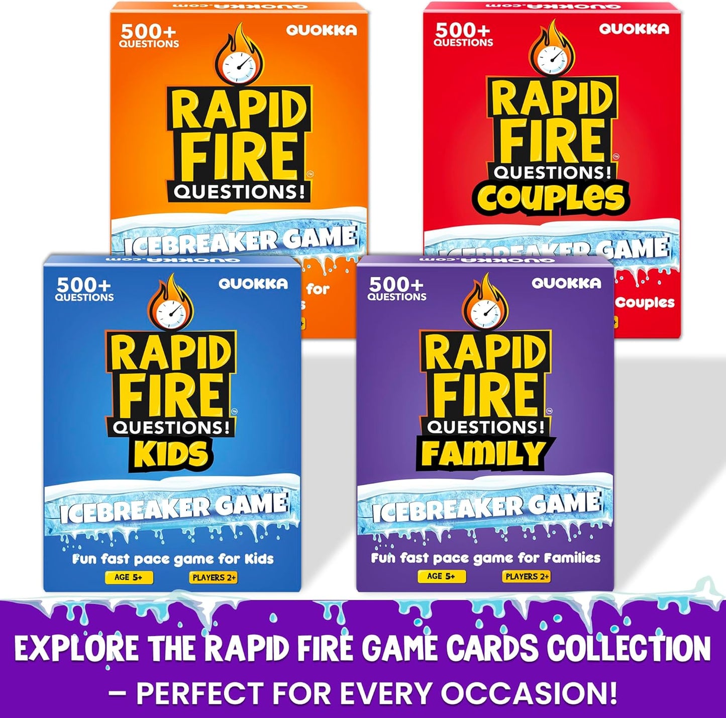 QUOKKA Family Conversation Cards Game - Break The Ice Game for Kids and Families - Icebreaker Cards with 500+ Questions - Family Game for Kids 8-12 - Perfect for Families Games Night I Travel Version