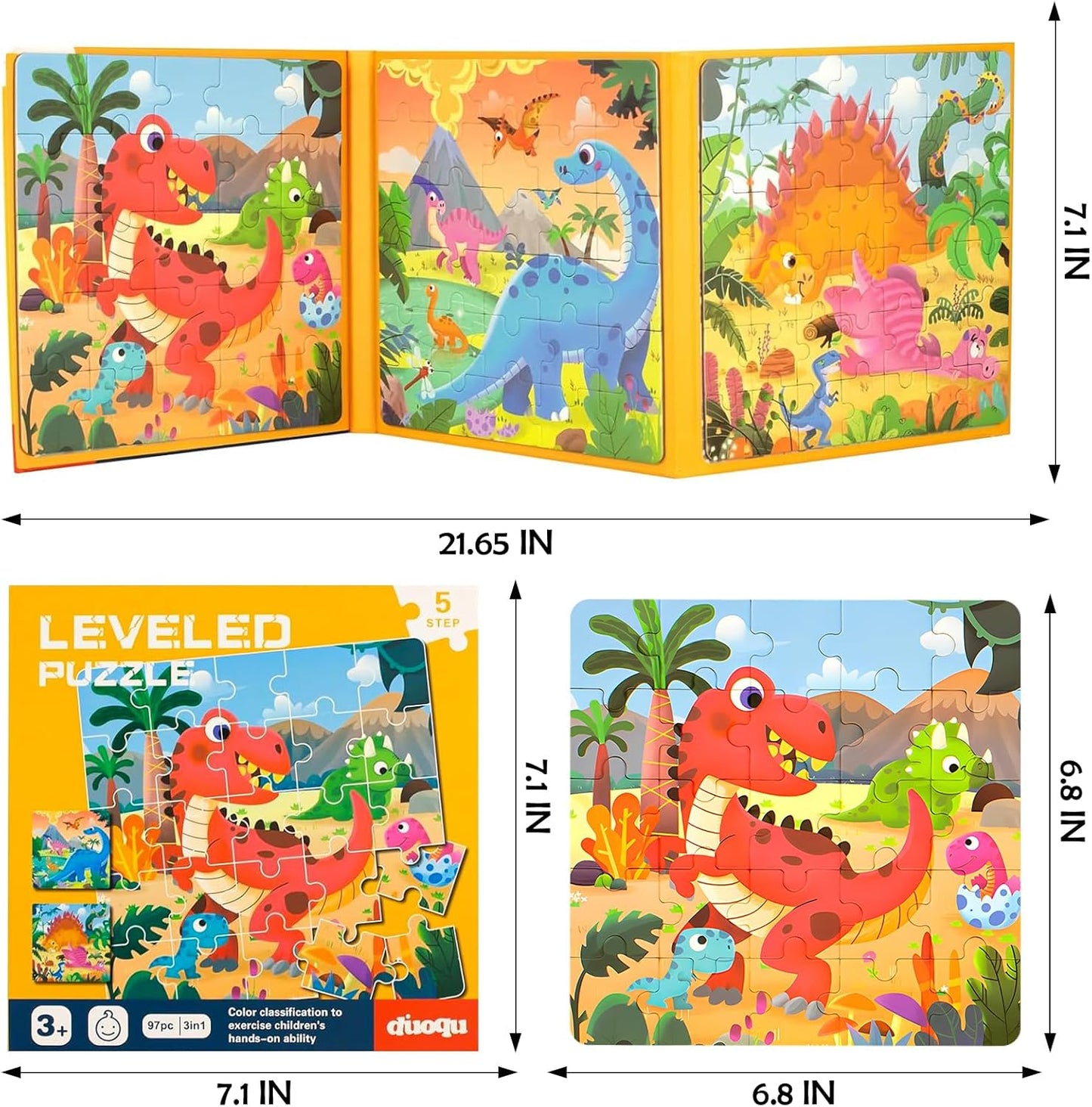Magnetic Puzzles for Toddlers 1-3, Cartoon Mermaid Magnet 3 in 1 Jigsaw Puzzle, Kids Travel Puzzles Toys, Preschool Learning Toy for Kids 1-8 Year (Mermaid)
