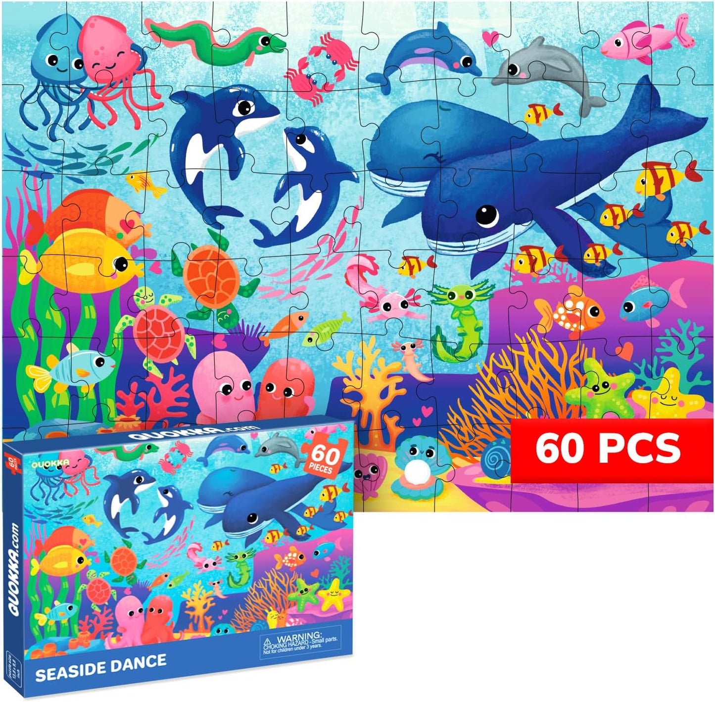 QUOKKA Puzzles for Kids Ages 4-6 – 60 Piece Jigsaw Puzzles for Toddlers Ages 3-5 with Unicorns – Quiet Time Toy for Preschoolers 2-4 – FSC Certified Educational Learning Game for Boys and Girls