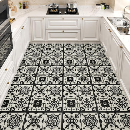 Wallercity White Marble Peel and Stick Vinyl Floor Tiles 6-Pack 12x12 Inches Self Adhesive Waterproof Flooring Planks for Bathroom Kitchen Bedrooms Stick on Floor Tiles Laminate Sheets Vinyl Flooring