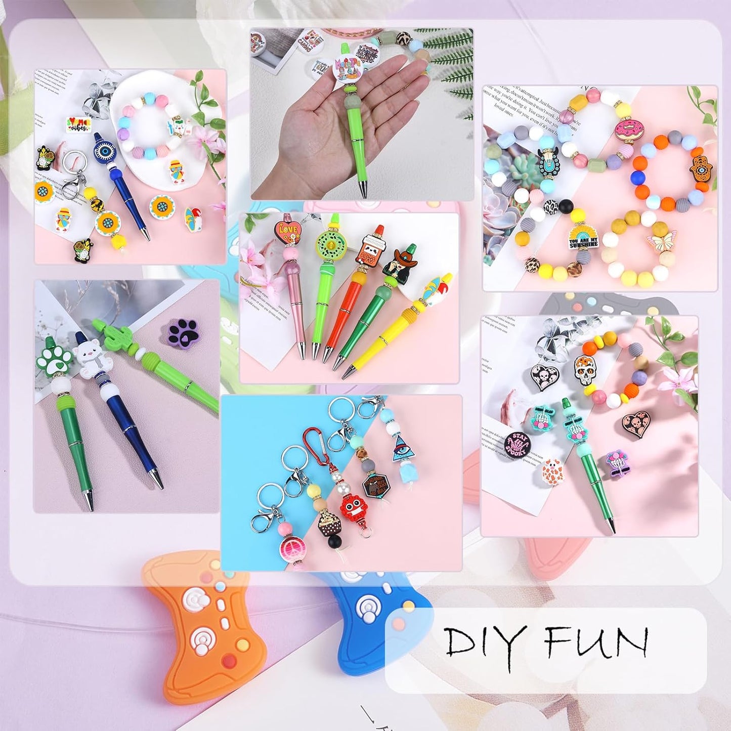 10Pcs Animal Silicone Beads for Keychain Making Cute Puppy Focal Beads for Pens Dalmatian Dog Animal Focals for Bracelets Necklace Earrings Jewelry Making