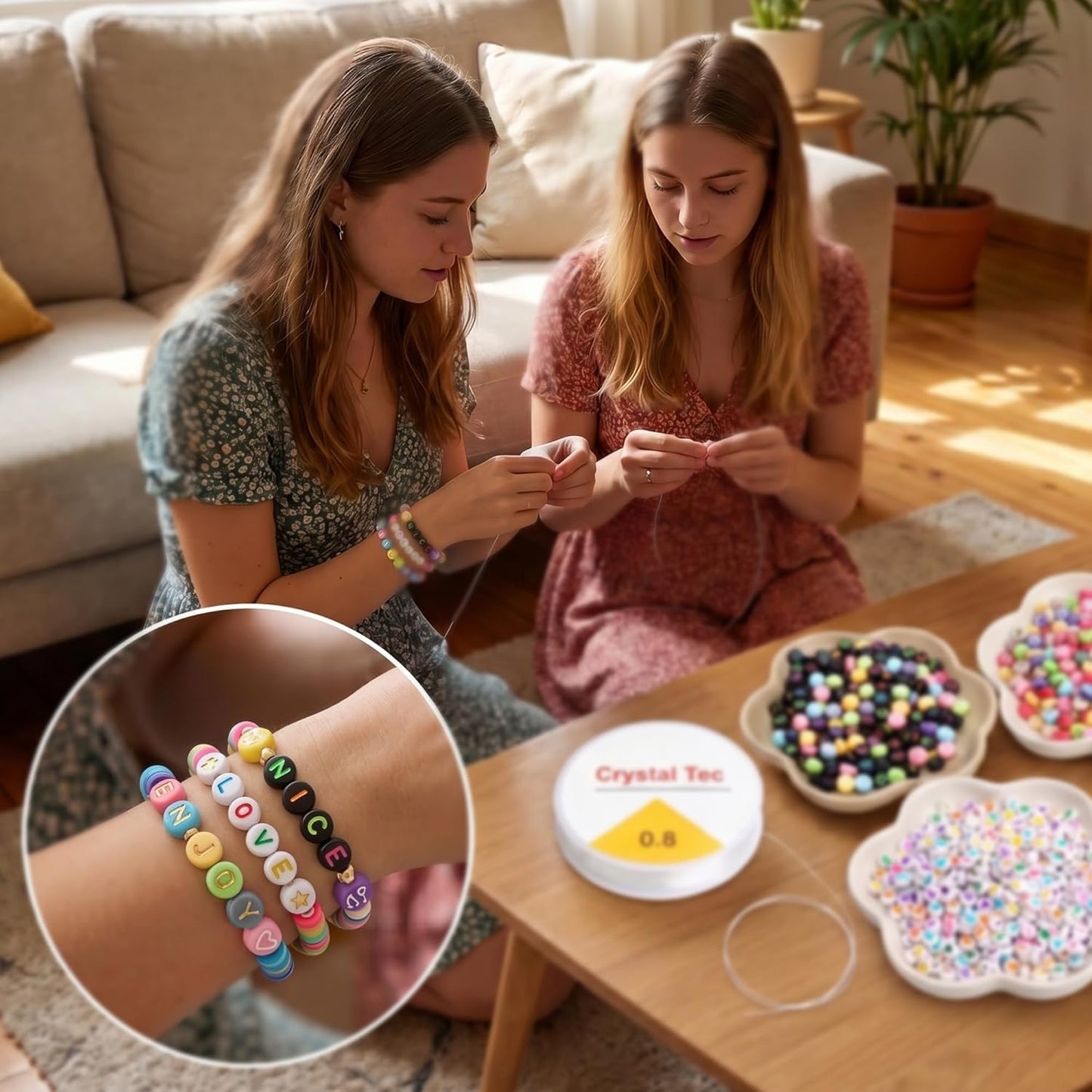 SUTOUG 1000PCS Colourful Letter Beads for Threading, 4 x 7 MM Acrylic Round Alphabet Beads for Jewellery DIY Making Crafts Bracelets Necklaces Ornaments