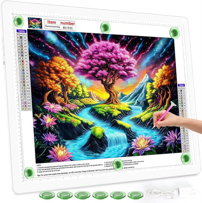 TOHETO Rechargeable A3 Light Pad for Diamond Painting, Ultra Bright Tracing Light Box for Drawing, Wireless Lightbox for Tracing and Drawing, Cordless Diamond Art Light Board for Sketching (Black)