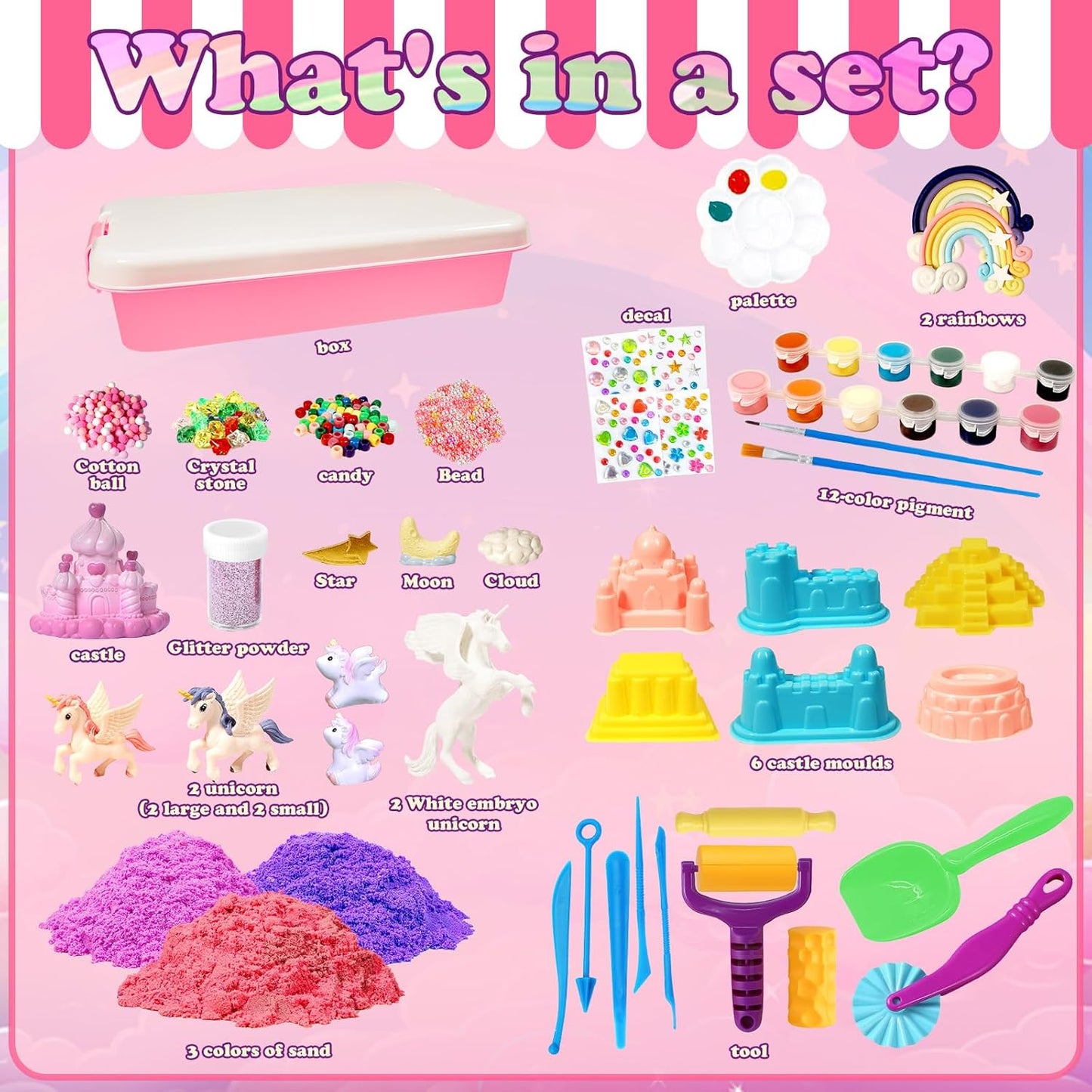 Bbiamsleep Ice Cream Sensory Bin, 61 Pcs Ice Cream Sensory Bin Fillers with 11 Mould 9 Tools for Home Decor