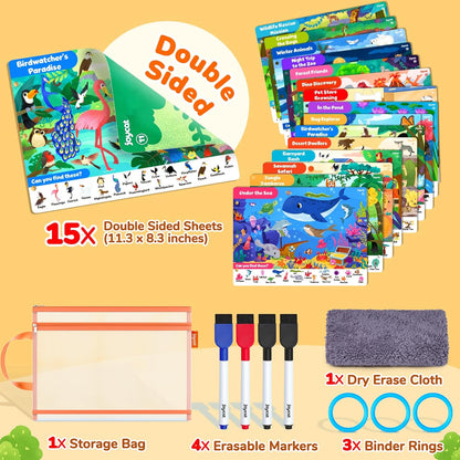 JoyCat Seek & Find Game Books - Preschool Learning Activity for Toddlers & Kids Ages 3-5, Travel Activities Toys for Road Trip Car Airplane, Busy Book, Birthday Gifts for Girls and Boys Ages 4-8