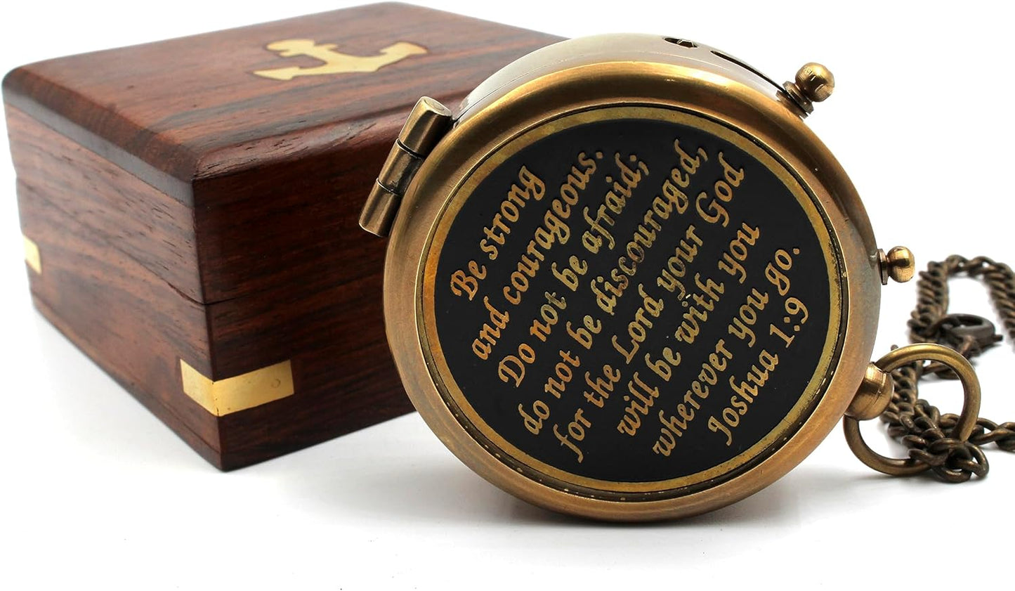 Compass with Stamped Wooden Case