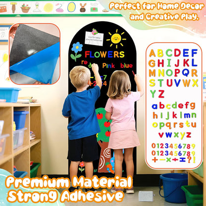 8 PCS Magnetic Wall Decals for Kids Magnetic Chalkboard Peel and Stick Magnet Sheets Board Sticker Tangram Puzzle Self Adhesive Contact Paper Dry Erase Blackboard for Playroom Homeschool 15.7"x10.4"
