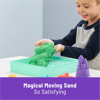 Kinetic Sand, Sandbox Set with 1lb Purple Play Sand, 4 Tools & Molds, Storage, Sensory Toys for Kids Ages 3 and up