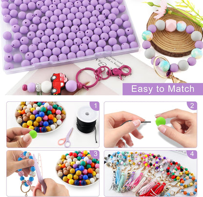 65Pcs 19mm Silicone Beads for Keychain Making Bracelet Necklace, Bulk Round Silicone Beads for Pens（Christmas Green） - Colors B
