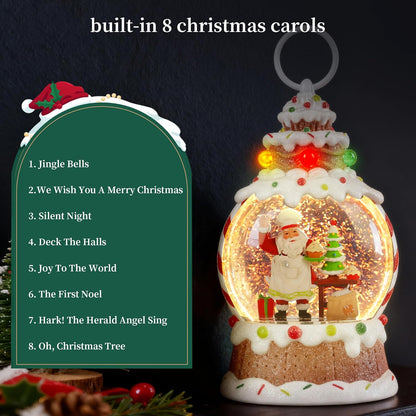 Musical Snow Globe,Lighted Snowman Snow Globes, LED Lights and Swirling Glitter, Christmas Snow Globes Music Box, Decoration for Adults and Kids.