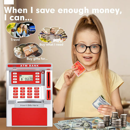 BAODLON Piggy Bank for Kids, ATM Machine Bank for Real Money with Debit Card, Bill Feeder, Coin Recognition, Balance Calculator, Electronic Savings Safe Box, Cool Stuff Toys Gifts for Teen Boys Girls