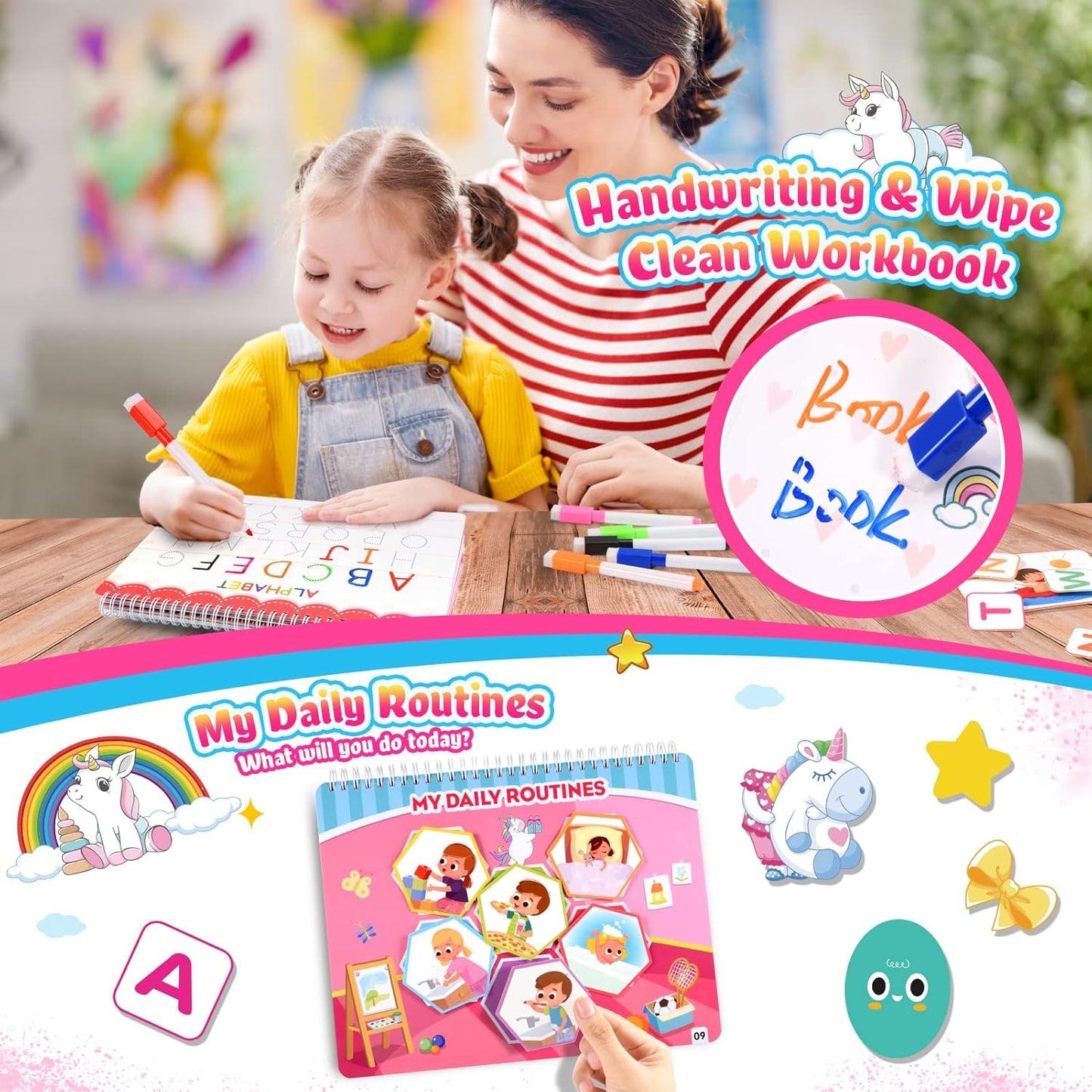 MDINGTD Dinosaur Toys for Kids 3-5, My Preschool Busy Book Montessori Toys for 3 4 5 6 7 Year Old Boys Girls Preschool Learning Homeschool Activities Birthday Gifts for Kids Ages 2-4 5-7