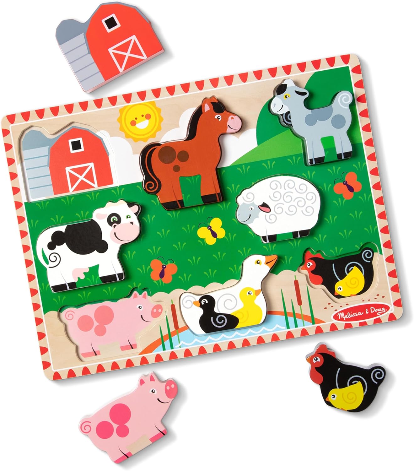 Melissa & Doug Safari Wooden Chunky Puzzle (8 pcs), Educational Screen Free Activity for Toddler, Preschoolers and Kids Ages 2+ - FSC Certified