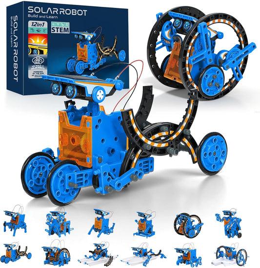 AESGOGO STEM Projects for Kids Ages 8-12, Solar Robot Science Building Kits, Birthday Gifts for 8 9 10 11 12-16 Year Old Boys Girls Teens, Robotics Powered by Sun or Battery(Not Include).