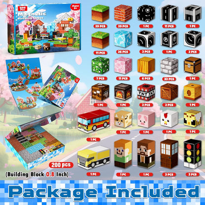 Magneverse 200 PCS 0.8in Magnetic Blocks - Magnet Toys for Kids, Magnetic Building Blocks Cubes, Stacking Magnets, School STEM Toys Birthday Gifts for Boys and Girls Age 3+ Years Old (Theme: Portal)