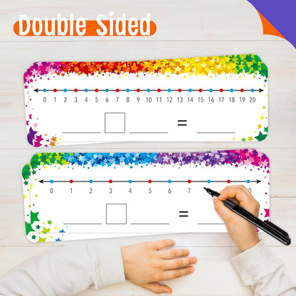 8 Packs Magnetic Number Line Boards, Dry Erase Writable and Erasable Math Board Addition & Subtraction White Board Magnets for Kids, Students, Classroom and Home (Each Measures 12” x 3.5”)